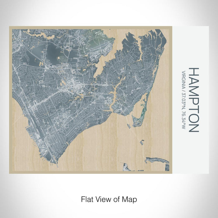 Rendered View of Hampton Virginia Map on 20oz Stainless Steel Insulated Bottle with Bamboo Top with printed afternoon style map