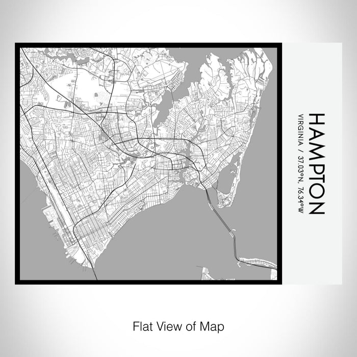 Rendered View of Hampton Virginia Map on 20oz Stainless Steel Insulated Bottle with Bamboo Top with printed classic style map