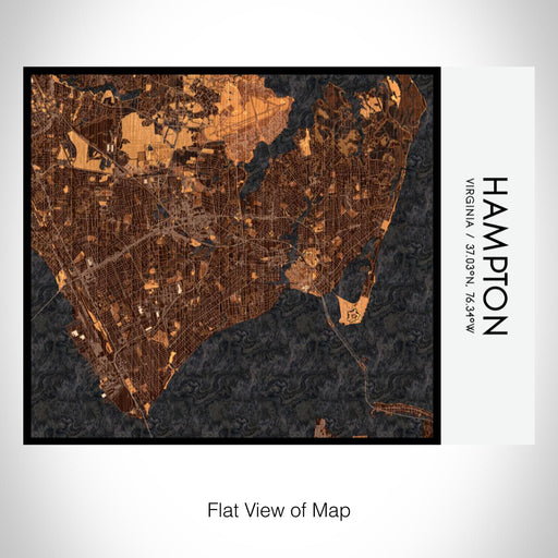 Rendered View of Hampton Virginia Map on 20oz Stainless Steel Insulated Bottle with Bamboo Top with printed ember style map