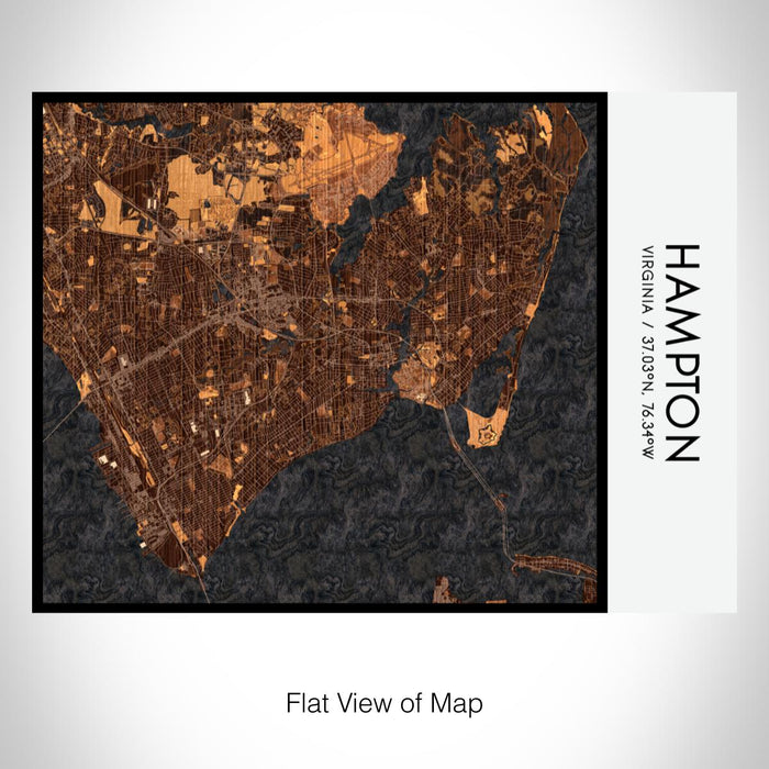 Rendered View of Hampton Virginia Map on 20oz Stainless Steel Insulated Bottle with Bamboo Top with printed ember style map