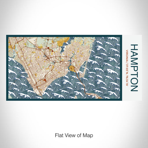 Rendered View of Hampton Virginia Map on 17oz Stainless Steel Insulated Bottle with printed woodblock style map