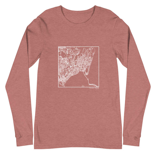 Hampton Virginia  Map Unisex Long-Sleeve T-shirt with City inscription in Heather Mauve