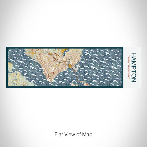 Rendered View of Hampton Virginia Map on 10oz Stainless Steel Insulated Cup in Woodblock with Sliding Lid