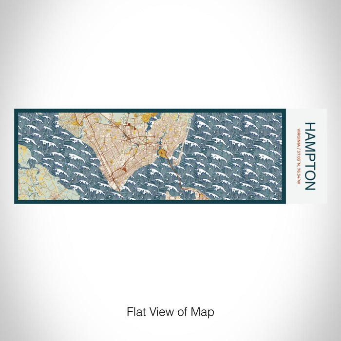 Rendered View of Hampton Virginia Map on 10oz Stainless Steel Insulated Cup in Woodblock with Sliding Lid