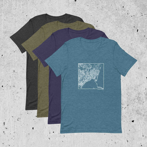 Hampton Virginia  Map Unisex T-Shirts in Multiple Colors