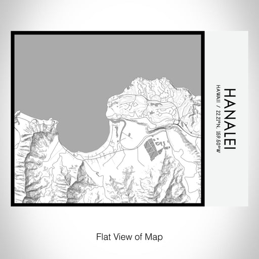 Rendered View of Hanalei Hawaii Map on 20oz Stainless Steel Insulated Bottle with Bamboo Top with printed classic style map