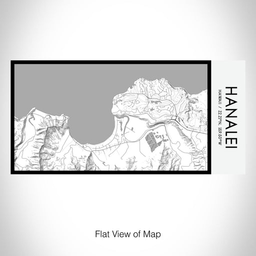 Rendered View of Hanalei Hawaii Map on 17oz Stainless Steel Insulated Bottle with printed classic style map