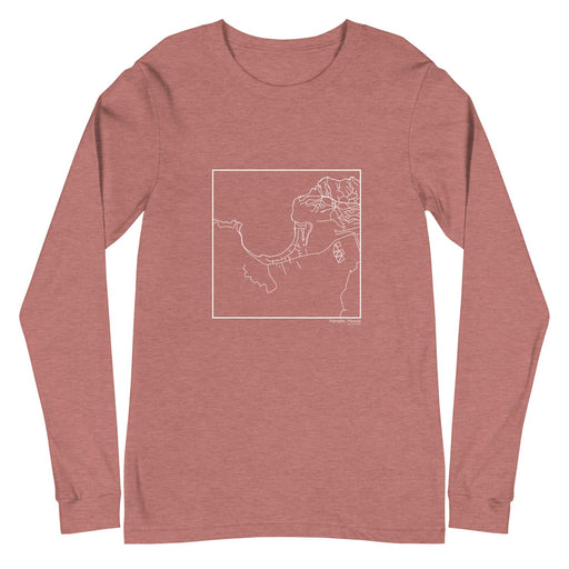 Hanalei Hawaii  Map Unisex Long-Sleeve T-shirt with City inscription in Heather Mauve