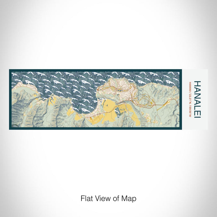 Rendered View of Hanalei Hawaii Map on 10oz Stainless Steel Insulated Cup in Woodblock with Sliding Lid