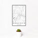 12x18 Hancock Maryland Map Print Portrait Orientation in Classic Style With Small Cactus Plant in White Planter