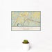 12x18 Hancock Maryland Map Print Landscape Orientation in Woodblock Style With Small Cactus Plant in White Planter