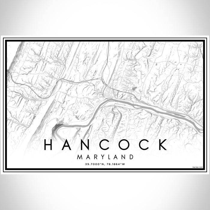 Hancock Maryland Map Print Landscape Orientation in Classic Style With Shaded Background