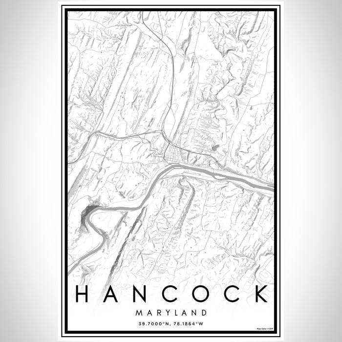 Hancock Maryland Map Print Portrait Orientation in Classic Style With Shaded Background