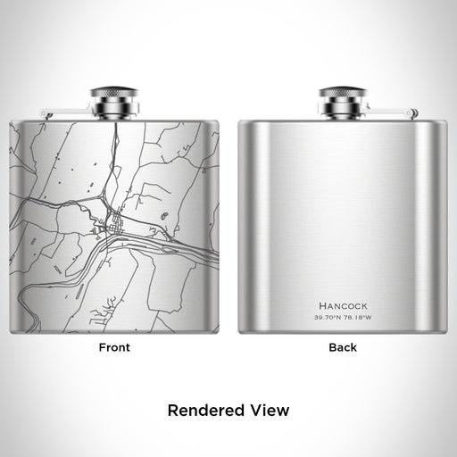 Rendered View of Hancock Maryland Map Engraving on 6oz Stainless Steel Flask