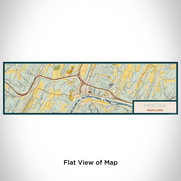 Flat View of Map Custom Hancock Maryland Map Enamel Mug in Woodblock