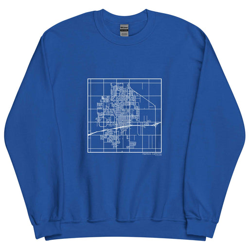 Hanford California  Map Unisex Crewneck Sweater with City inscription in Royal Blue