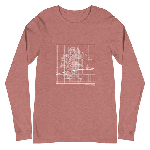 Hanford California  Map Unisex Long-Sleeve T-shirt with City inscription in Heather Mauve