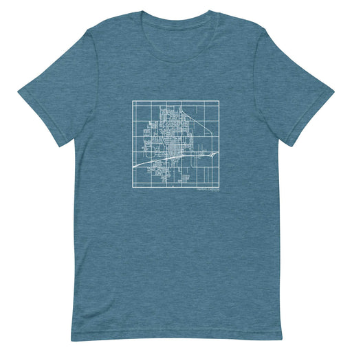 Hanford California  Map Unisex T-Shirt with City inscription in Heather Teal
