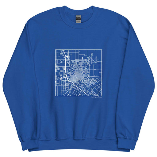 Harlingen Texas  Map Unisex Crewneck Sweater with City inscription in Royal Blue