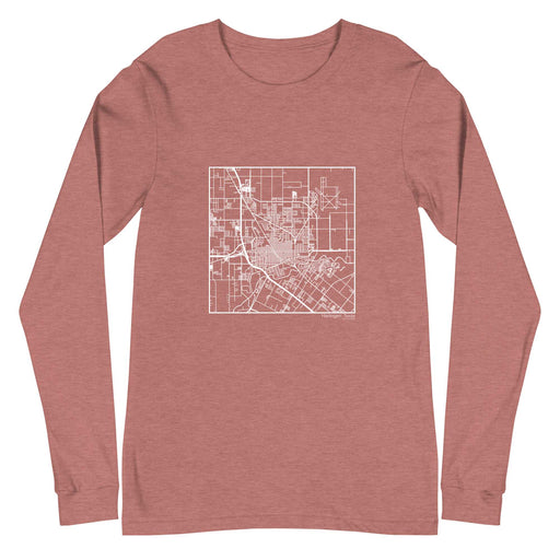 Harlingen Texas  Map Unisex Long-Sleeve T-shirt with City inscription in Heather Mauve