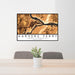 24x36 Harpers Ferry West Virginia Map Print Lanscape Orientation in Ember Style Behind 2 Chairs Table and Potted Plant