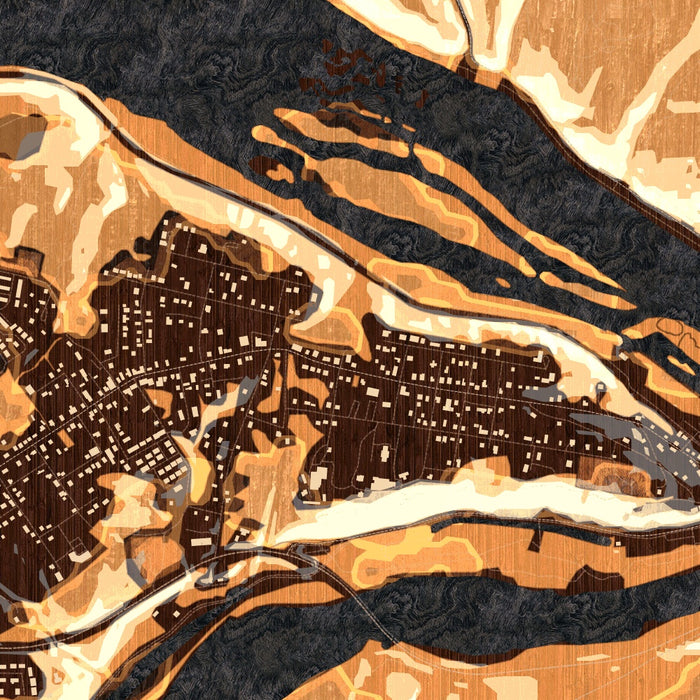 Harpers Ferry West Virginia Map Print in Ember Style Zoomed In Close Up Showing Details