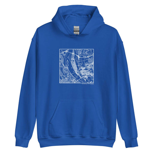 Harrisburg Pennsylvania Map Unisex Hoodie Sweater with City inscription in Royal Blue