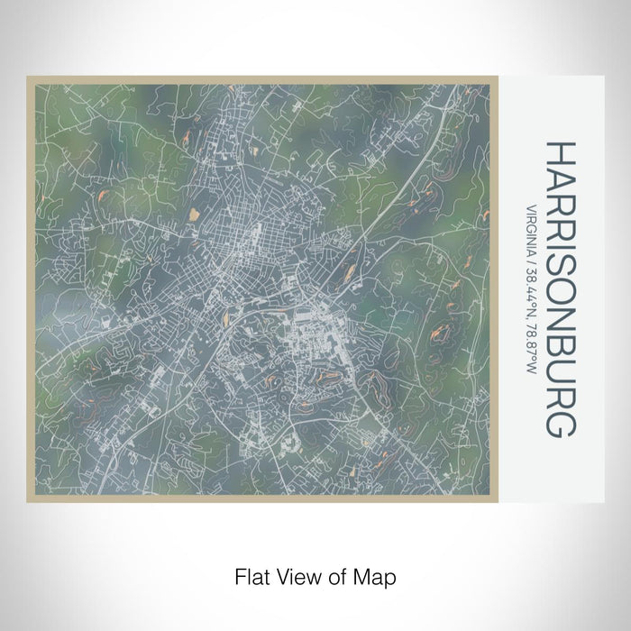 Rendered View of Harrisonburg Virginia Map on 20oz Stainless Steel Insulated Bottle with Bamboo Top with printed afternoon style map