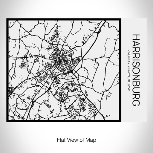 Rendered View of Harrisonburg Virginia Map on 20oz Stainless Steel Insulated Bottle with Bamboo Top in Matte White with printed Tactile Lines Map in Black