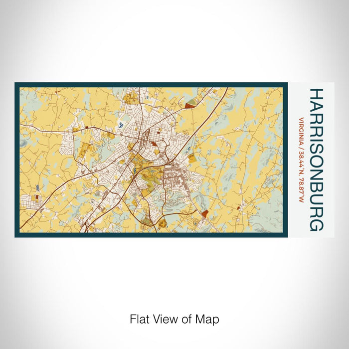 Rendered View of Harrisonburg Virginia Map on 17oz Stainless Steel Insulated Bottle with printed woodblock style map