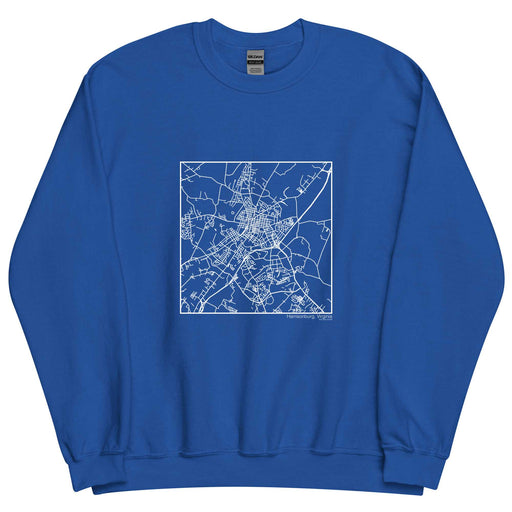 Harrisonburg Virginia  Map Unisex Crewneck Sweater with City inscription in Royal Blue