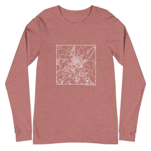 Harrisonburg Virginia  Map Unisex Long-Sleeve T-shirt with City inscription in Heather Mauve