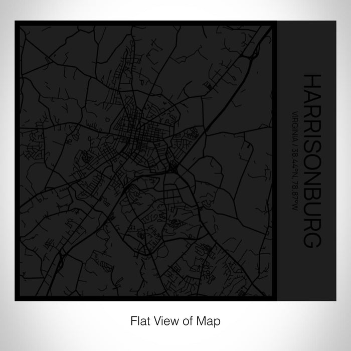 Rendered View of Harrisonburg Virginia Map on 17oz Stainless Steel Insulated Tumbler in Matte Black with Tactile Lines