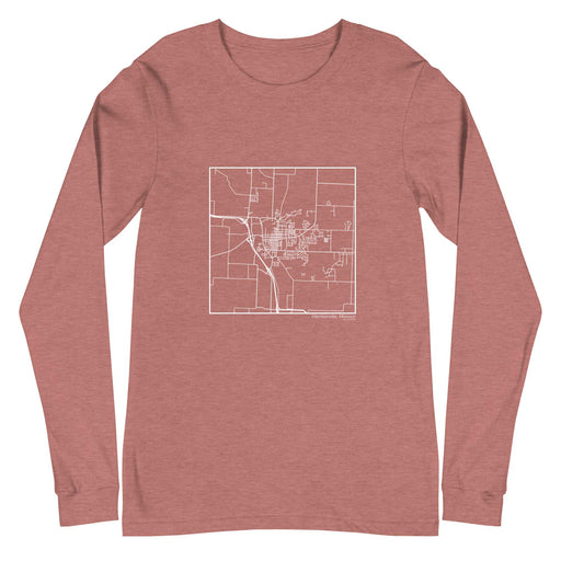 Harrisonville Missouri  Map Unisex Long-Sleeve T-shirt with City inscription in Heather Mauve