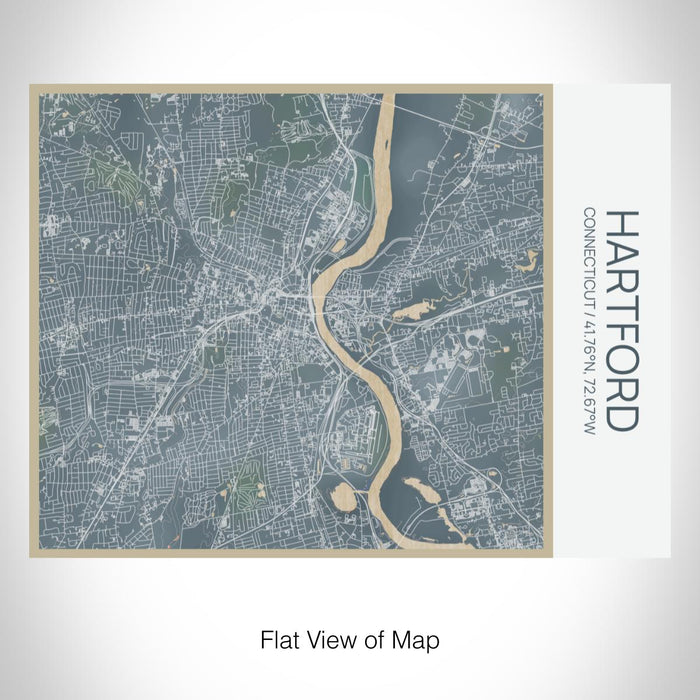 Rendered View of Hartford Connecticut Map on 20oz Stainless Steel Insulated Bottle with Bamboo Top with printed afternoon style map