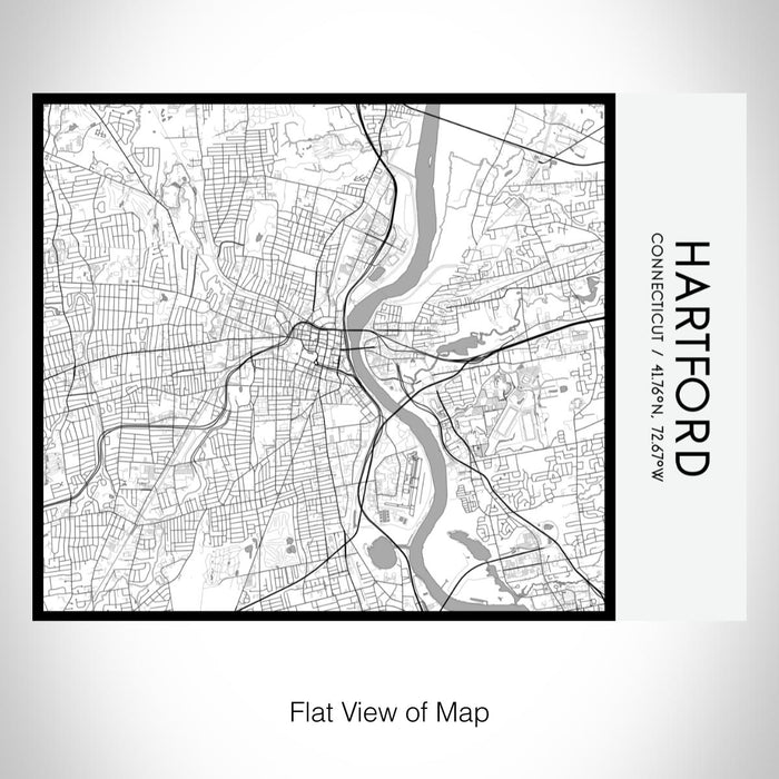 Rendered View of Hartford Connecticut Map on 20oz Stainless Steel Insulated Bottle with Bamboo Top with printed classic style map