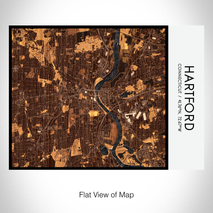 Rendered View of Hartford Connecticut Map on 20oz Stainless Steel Insulated Bottle with Bamboo Top with printed ember style map