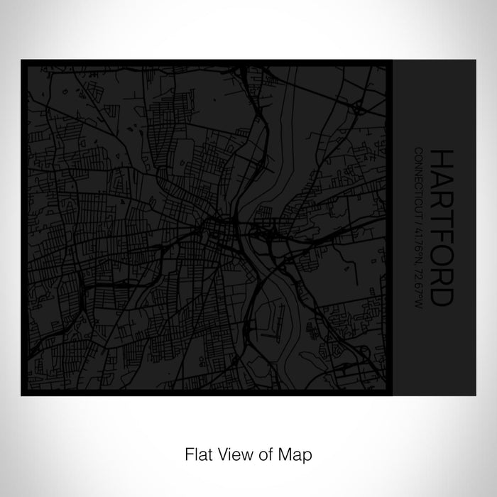 Rendered View of Hartford Connecticut Map on 20oz Stainless Steel Insulated Bottle with Bamboo Top in Matte Black with printed Tactile Lines Map in Black