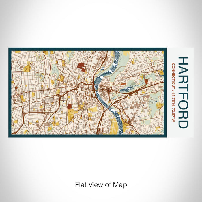 Rendered View of Hartford Connecticut Map on 17oz Stainless Steel Insulated Bottle with printed woodblock style map