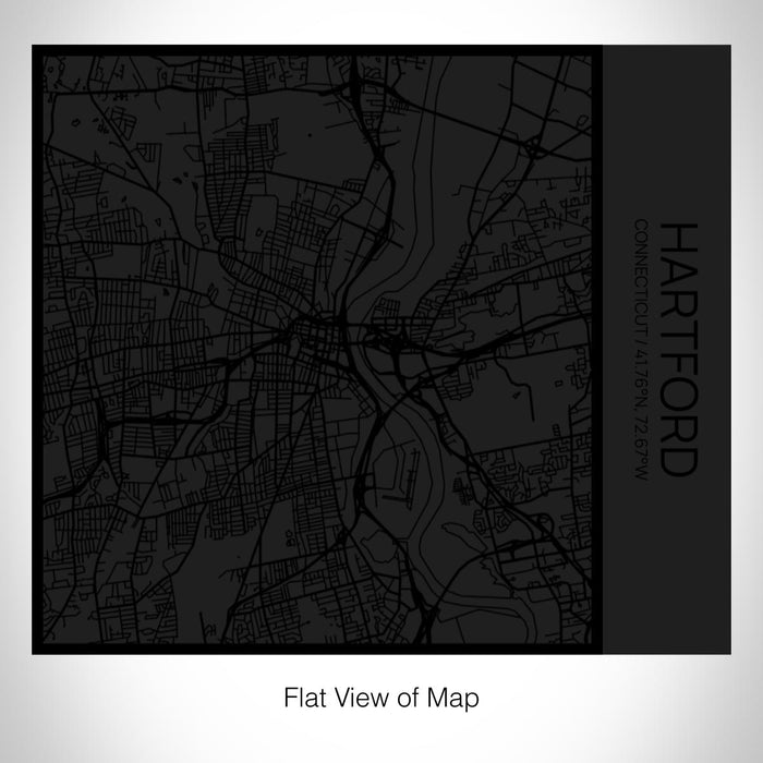 Rendered View of Hartford Connecticut Map on 17oz Stainless Steel Insulated Tumbler in Matte Black with Tactile Lines