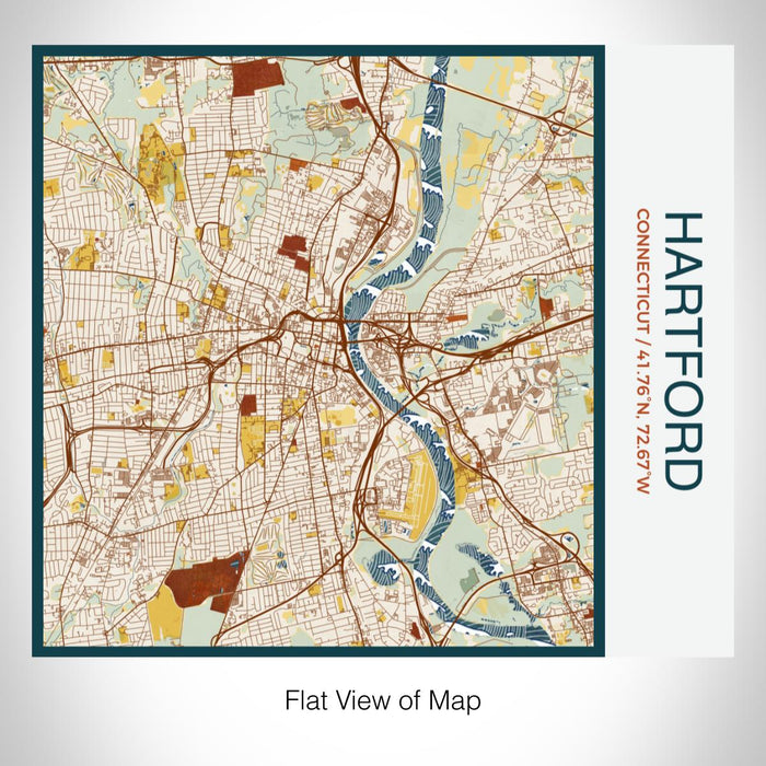 Rendered View of Hartford Connecticut Map on 17oz Stainless Steel Insulated Tumbler in Woodblock Map Style