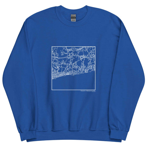 Harwich Massachusetts  Map Unisex Crewneck Sweater with City inscription in Royal Blue