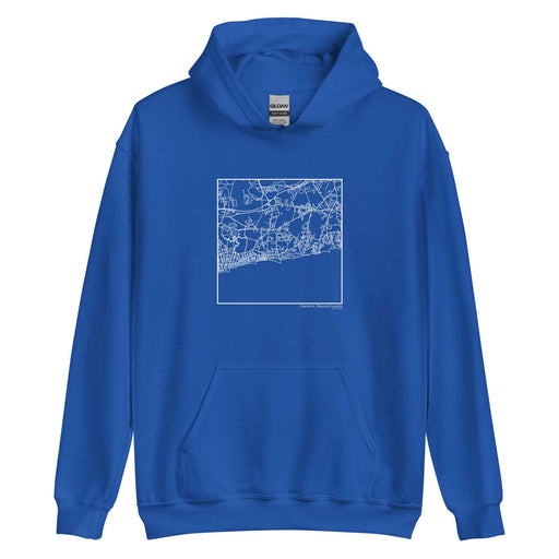 Harwich Massachusetts  Map Unisex Hoodie Sweater with City inscription in Royal Blue