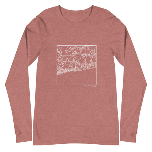 Harwich Massachusetts  Map Unisex Long-Sleeve T-shirt with City inscription in Heather Mauve