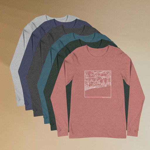 Harwich Massachusetts  Map Unisex Long-Sleeve T-shirts in Multiple Colors
