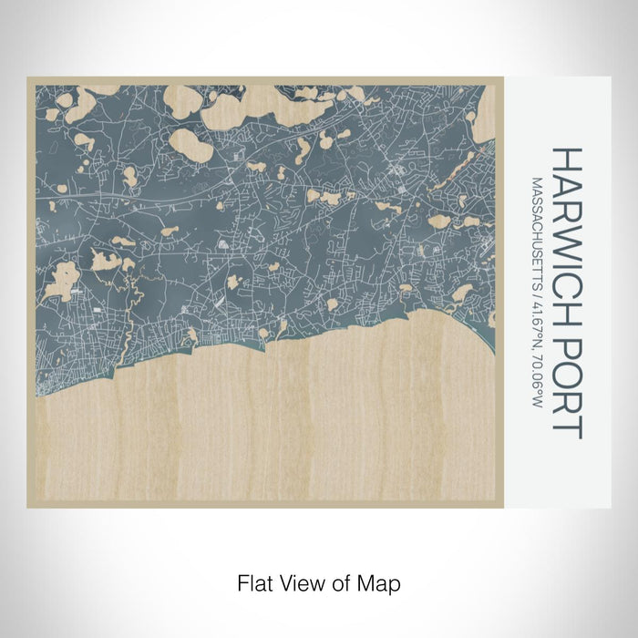 Rendered View of Harwich Port Massachusetts Map on 20oz Stainless Steel Insulated Bottle with Bamboo Top with printed afternoon style map