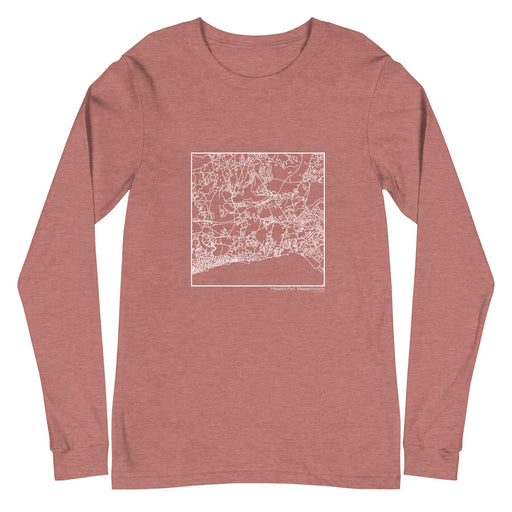 Harwich Port Massachusetts  Map Unisex Long-Sleeve T-shirt with City inscription in Heather Mauve