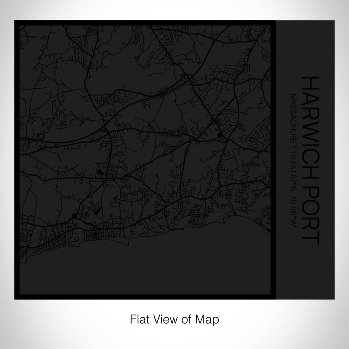 Rendered View of Harwich Port Massachusetts Map on 17oz Stainless Steel Insulated Tumbler in Matte Black with Tactile Lines