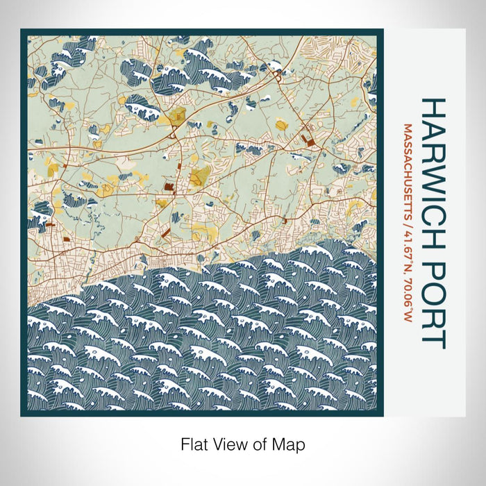 Rendered View of Harwich Port Massachusetts Map on 17oz Stainless Steel Insulated Tumbler in Woodblock Map Style