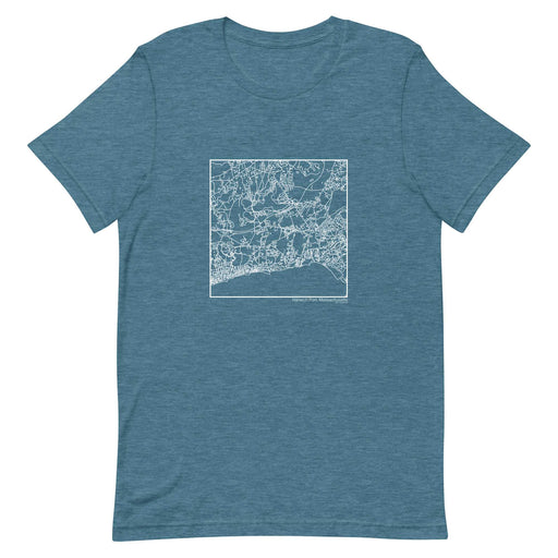 Harwich Port Massachusetts  Map Unisex T-Shirt with City inscription in Heather Teal